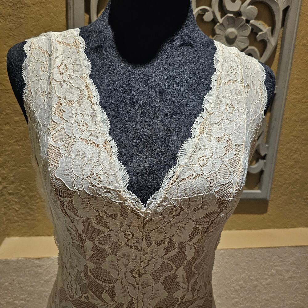 Guess XS Nude Lace Sheath Dress Cocktail Wedding Guest Romantic Chic Coquette - Picture 4 of 11